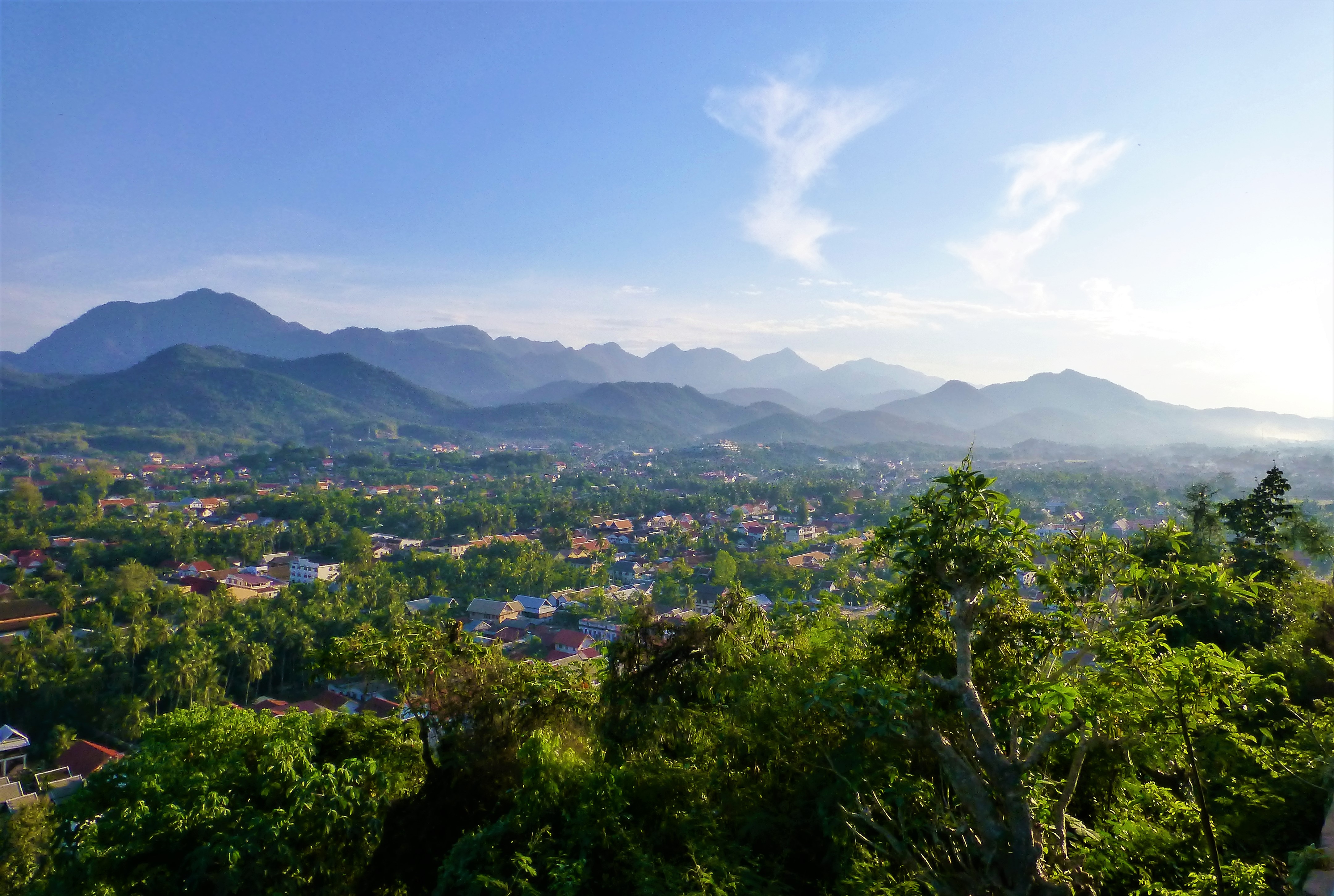 The Beautiful Sunset on Mount Phu Si in Luang Prabang