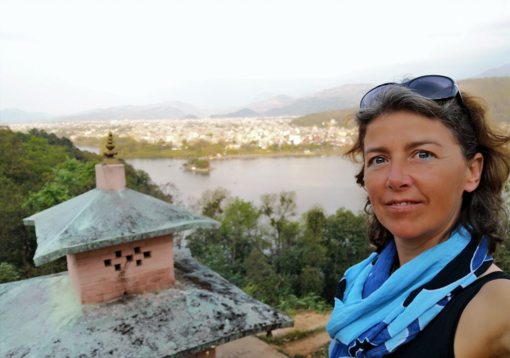 Halfway down, Peace Pagoda - Phewa lake