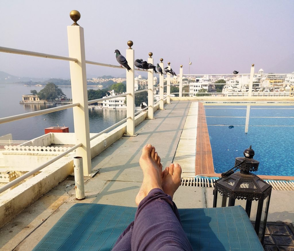 At the Swimmingpool of hotel Udaigarh