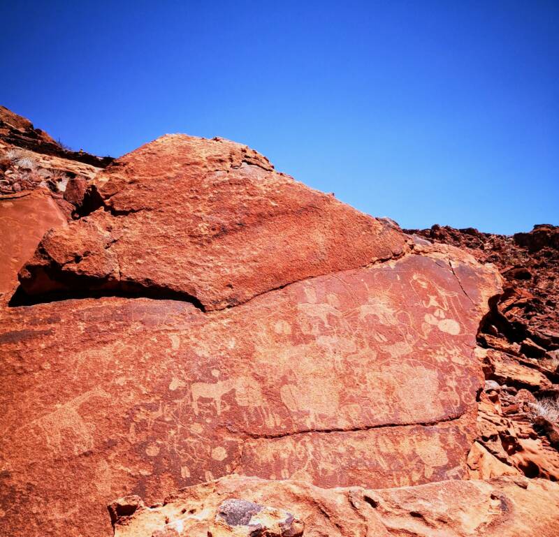 Rotstekeningen bij Twyfelfontein Namibië