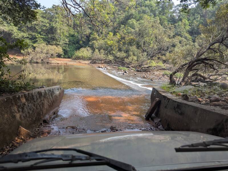 Adventurous through a river on the way to the Dudhsagar waterfall