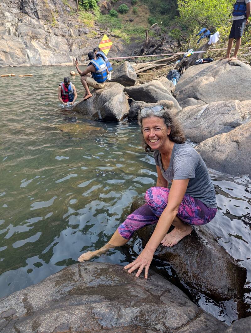 The water is really cold - Dudhsagar Falls, Goa - India Dudhsagar Falls Guide