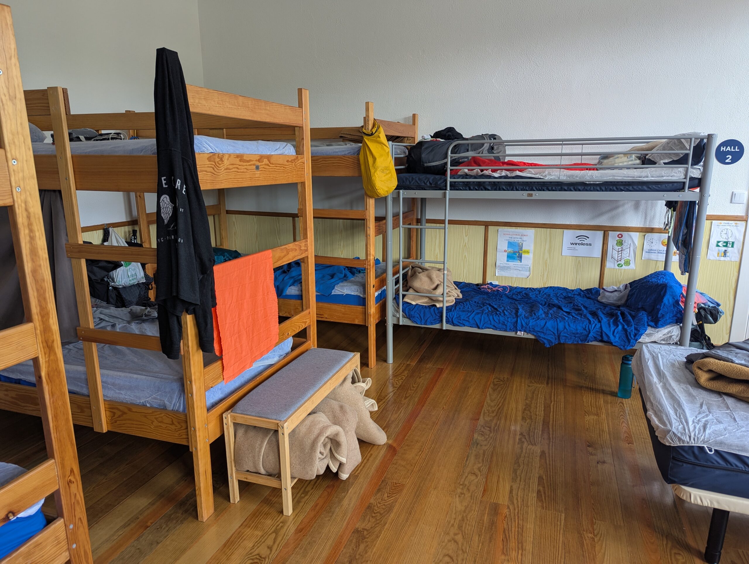 Sleeping in a hostel - Camino de Santiago