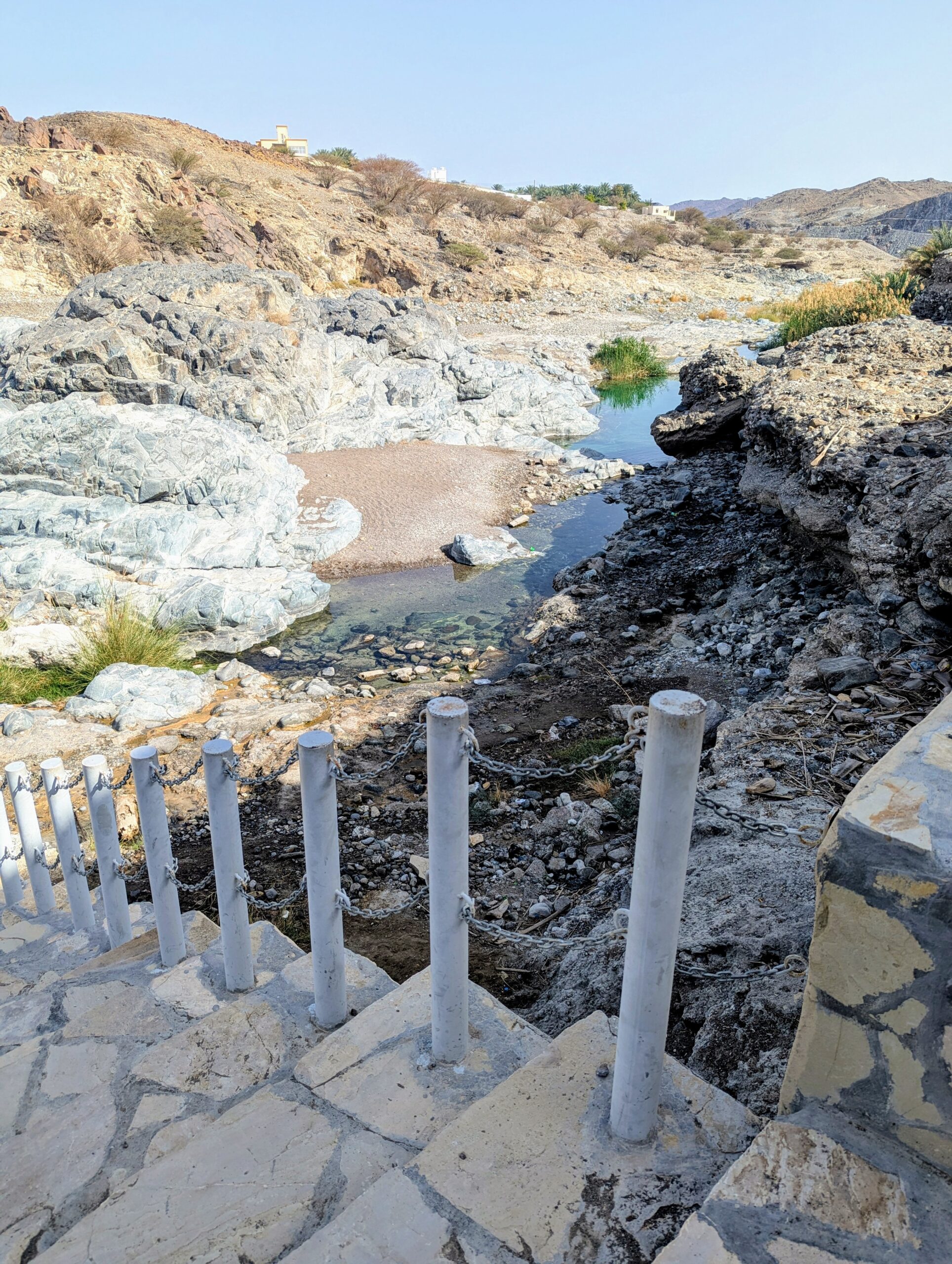 Going down into Wadi Hoqain in Oman