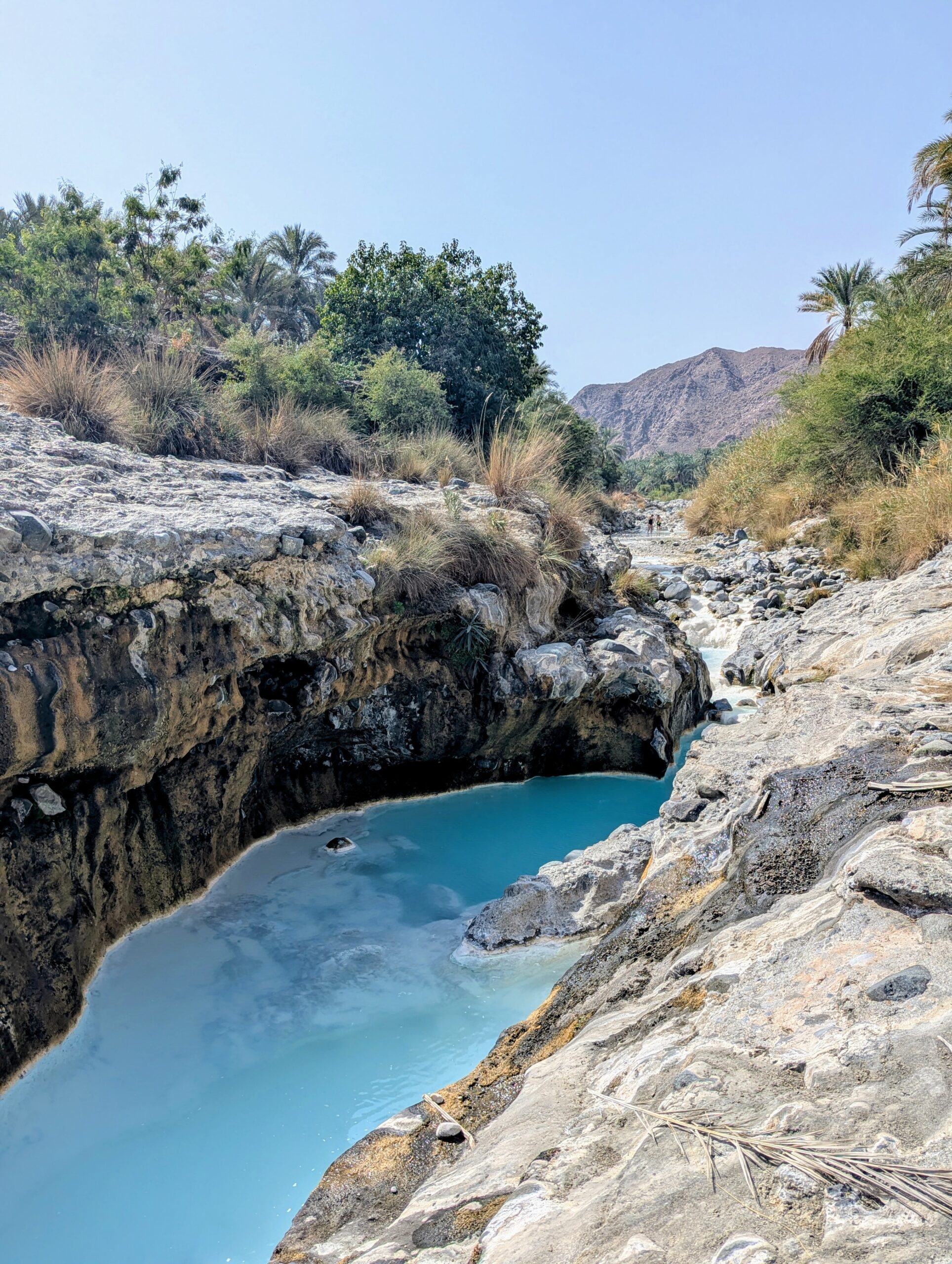 From Turquoise to white waters at Wadi Hoqain in Oman
