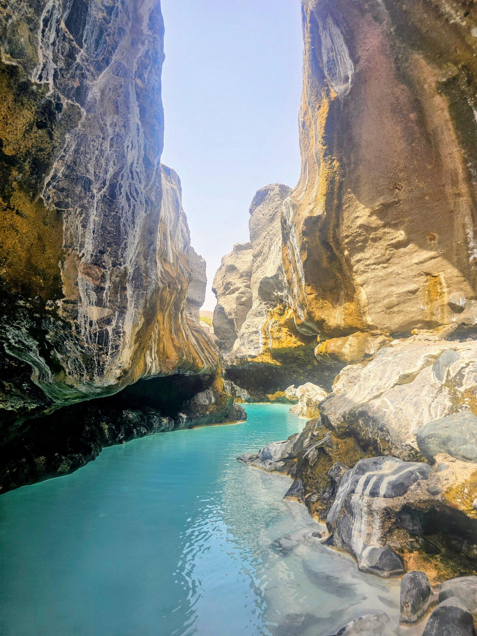 Swimming in the Turquoise waters of Wadi Hoqain near Rustaq